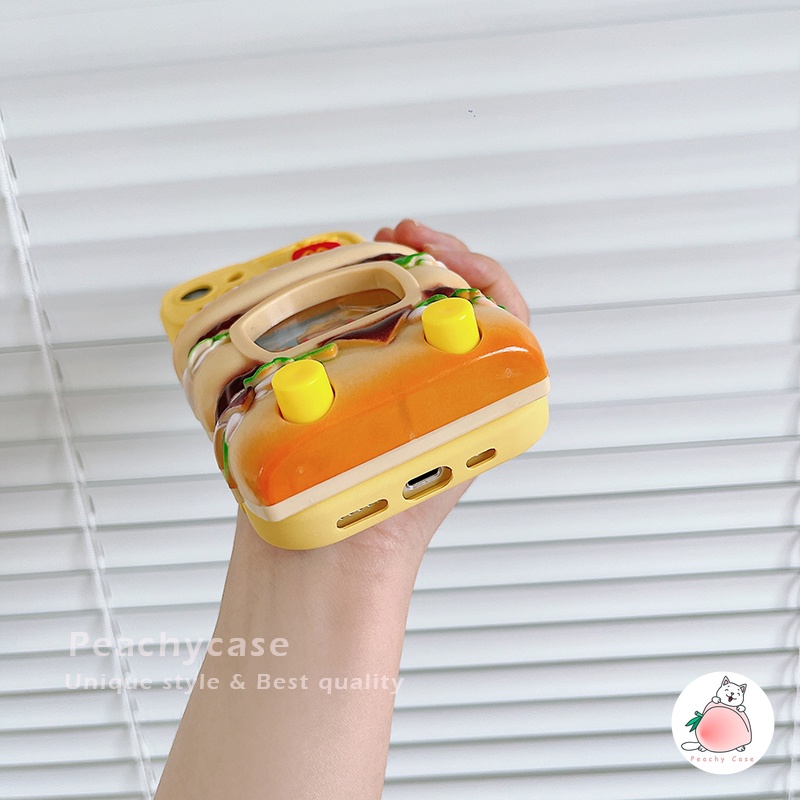 Ốp Điện Thoại TPU Dẻo Họa Tiết Bánh Hamburger 3D Vui Nhộn Cho iPhone 14 13 12 11 Pro Max Xr Xs Xsmax