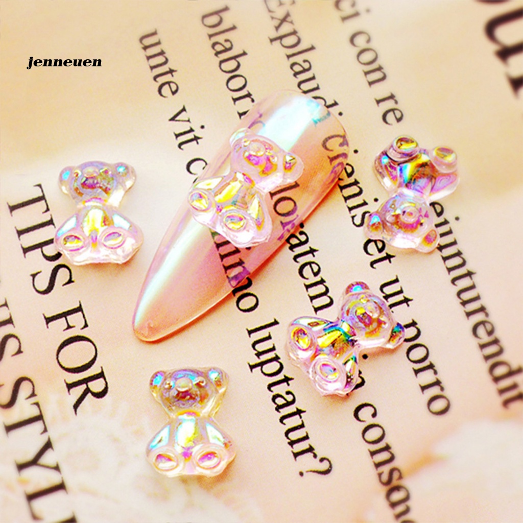 Bộ 50 Phụ Kiện Trang Trí Móng Tay Hình Gấu 3D Dễ Tháo Rời