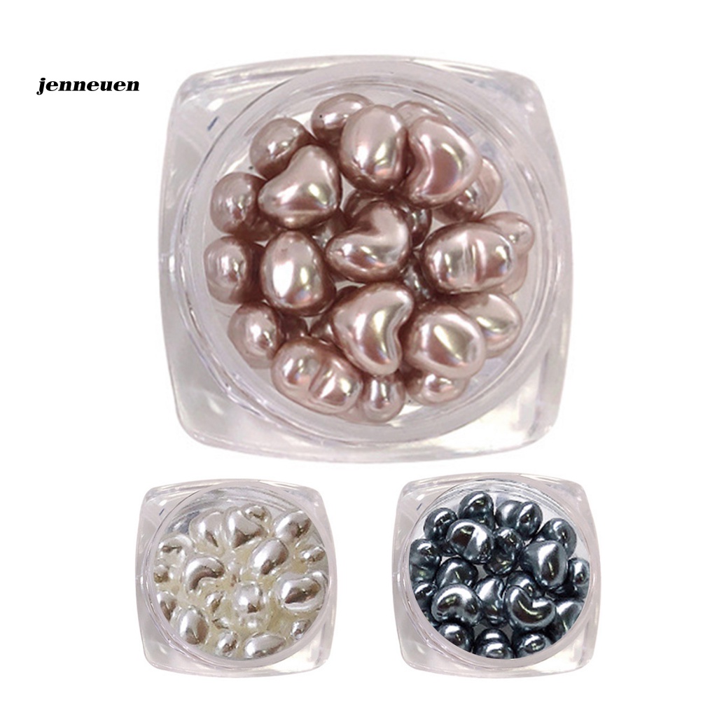 1 Hộp Hạt Ngọc Trai Giả Hình Trái Tim 3D Lấp Lánh Trang Trí Móng Nghệ Thuật