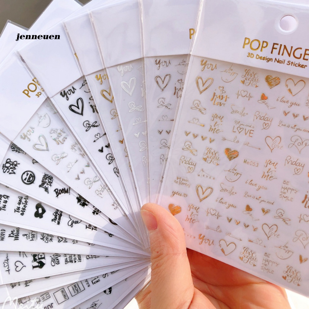 Jen Nhãn Dán Trang Trí Móng Tay Dễ Dàng Tạo Hình Trái Tim Lãng Mạn