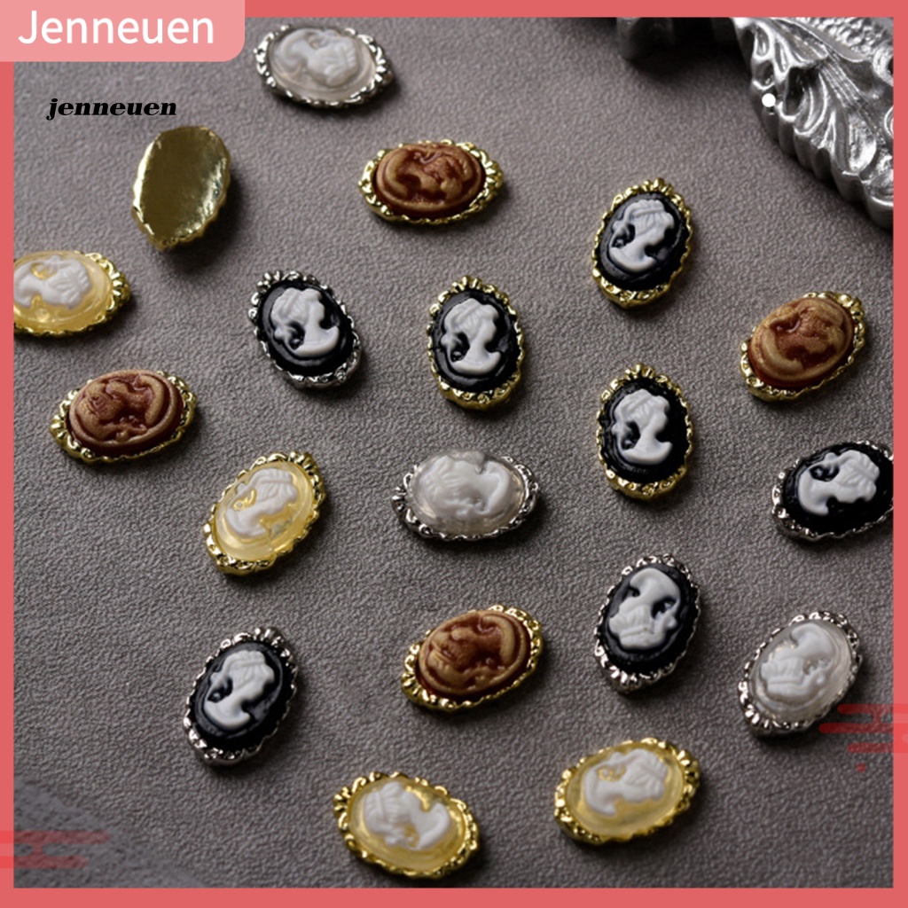 Set 10 Đầu Móng Tay Giả 3D Màu Tối Cho Salon