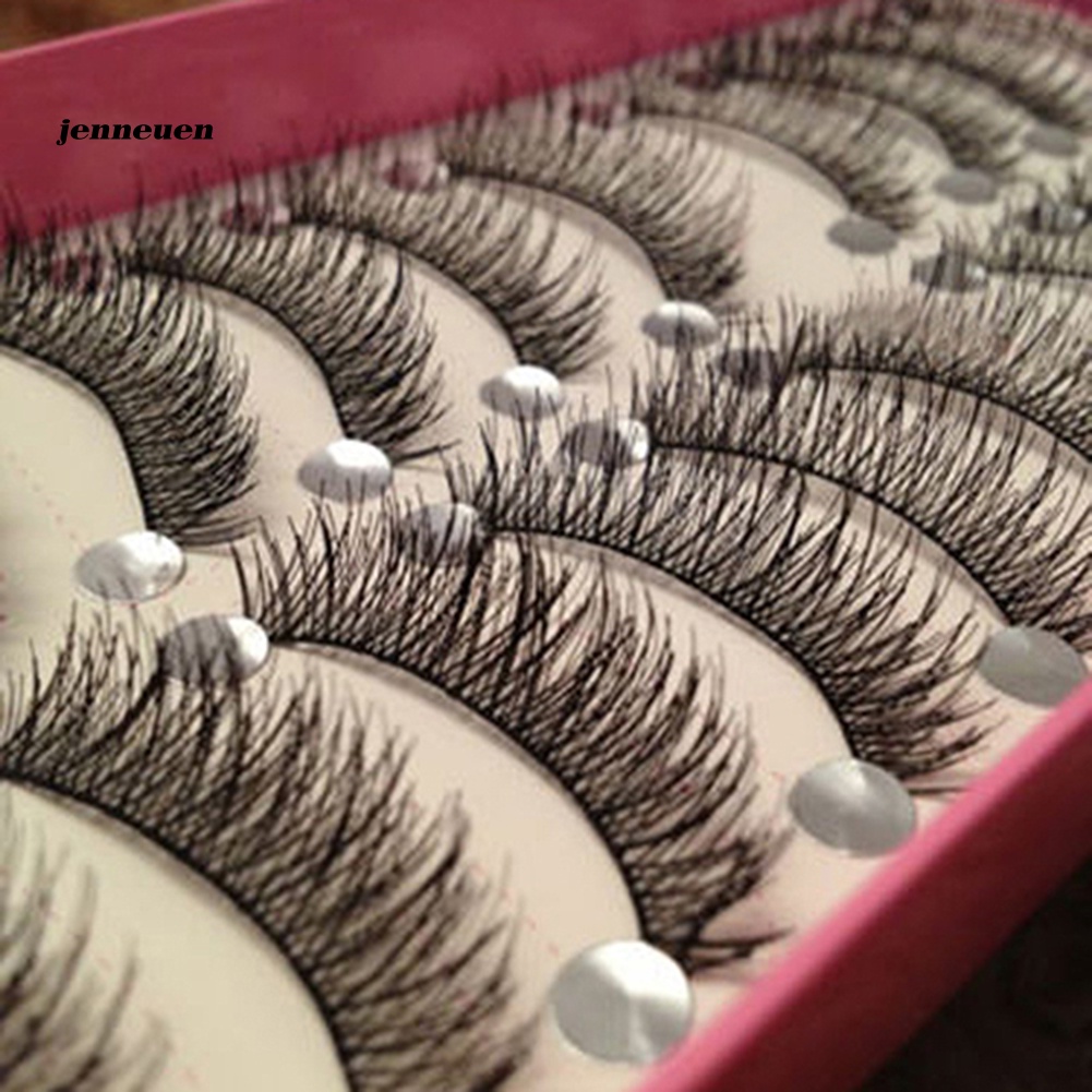 Set 10 Cặp Lông Mi Giả Màu Đen Handmade Dài Và Dày Dành Cho Trang Điểm Làm Đẹp