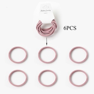 Set 6 Dây Cột Tóc Cao Su Co Giãn Đơn Giản Phong Cách Hàn Quốc