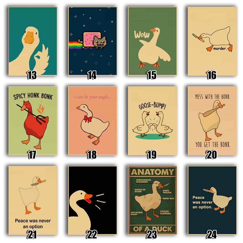 Poster Giấy kraft In Hình Trò Chơi Ngỗng Dễ Thương Sáng Tạo