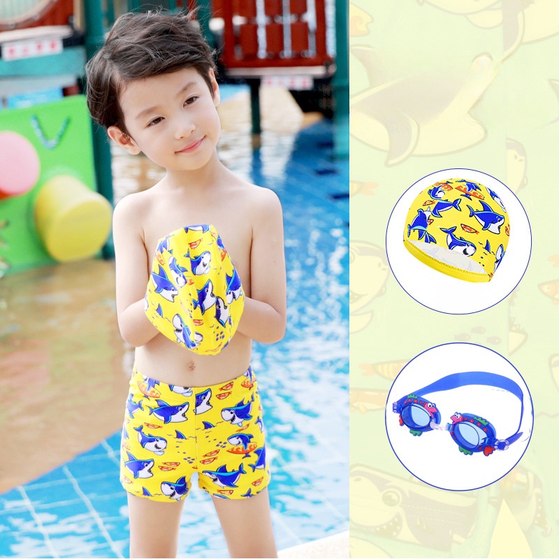 Quần Bơi Bé Trai Và Mũ Bơi Đồ Bơi Bé Trai 10-30kg Họa Hình Cá Mập Dễ Thương Chất Thun Co Dãn Cao Cấp Mùa