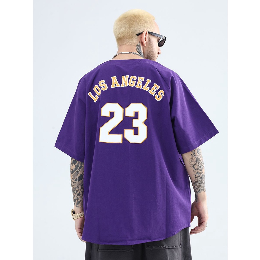 Hot sale✨Áo Thun Bóng Chày Tay Ngắn In Số 23 Phong Cách hip hop Mỹ Cho Nam