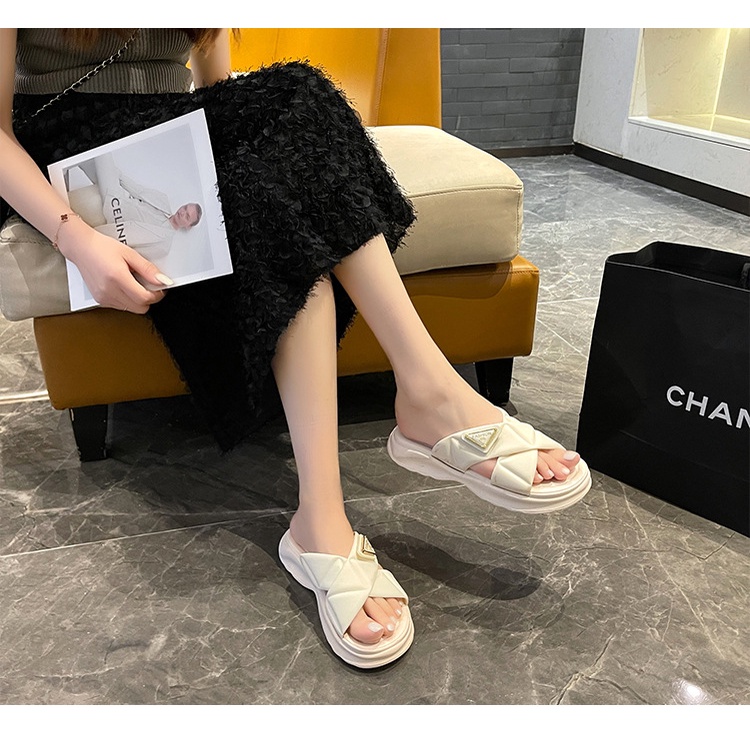 Dép Quai Ngang Đế Dày Siêu Nhẹ Phong Cách Hàn Quốc Thời Trang Cho Nữ