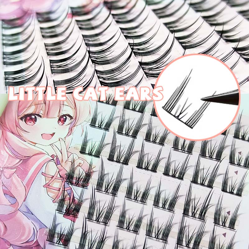 Bộ 42 cụm lông mi giả Derf dày dài cong tự nhiên 3D DIY