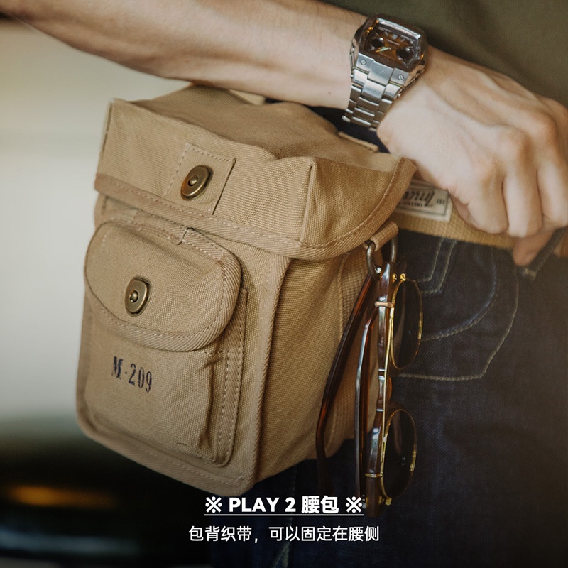 Túi Đeo Chéo Canvas M209 Chiến Thuật Có Khóa Nam Châm Phong Cách Retro Mỹ