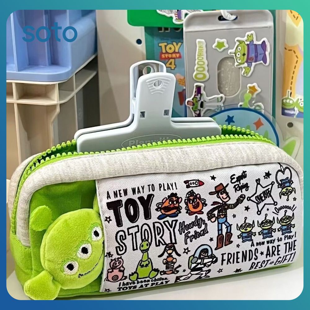 ♫ Alien Toy Story Hộp đựng Bút Chì Ba Mắt Màu Xanh Lá Cây Ins Hộp đựng Dành Cho Học Sinh Có Giá Trị Cao Túi đựng Văn Phòng Túi đựng Bút Chì