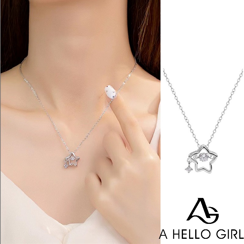 Ahellogirl Dây Chuyền Chuỗi Hình Ngôi Sao Năm Cánh Trái Tim Nhỏ Đơn Giản Tươi Mới Dành Cho Học Sinh
