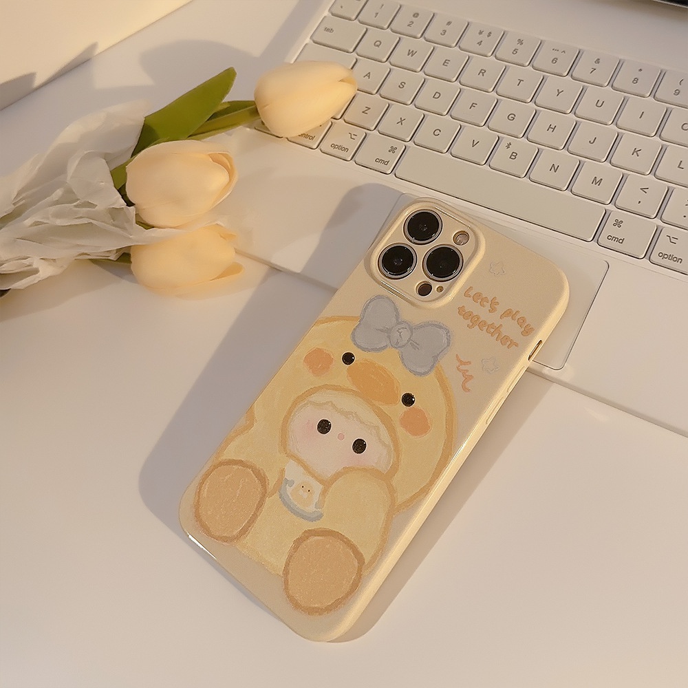 Ốp Điện Thoại tpu Silicon Chống Rơi Hình Vịt Cho iphone 11 12 13 14 pro max