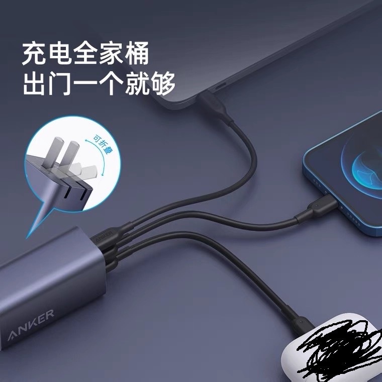 Củ sạc nhanh Anker 65W A9521 3 cổng  , hỗ trợ sạc PD/PPS/QC sạc nhanh cho điện thoại - Máy tính bảng