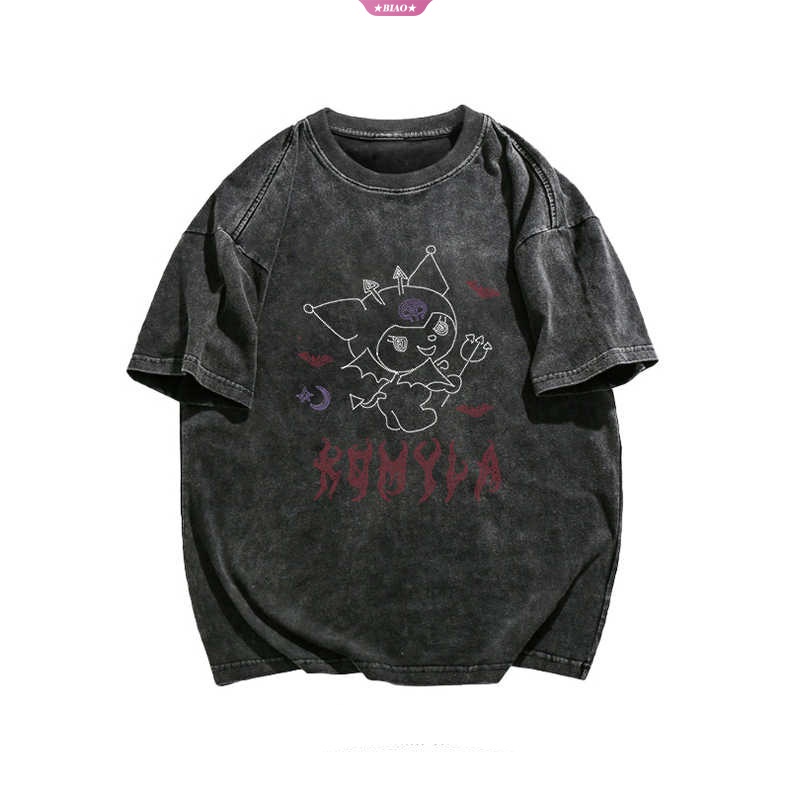 Áo Thun Tay Ngắn In Hình Kuromi Sanrio Y2K Dễ Thương Thời Trang Cho Cặp Đôi