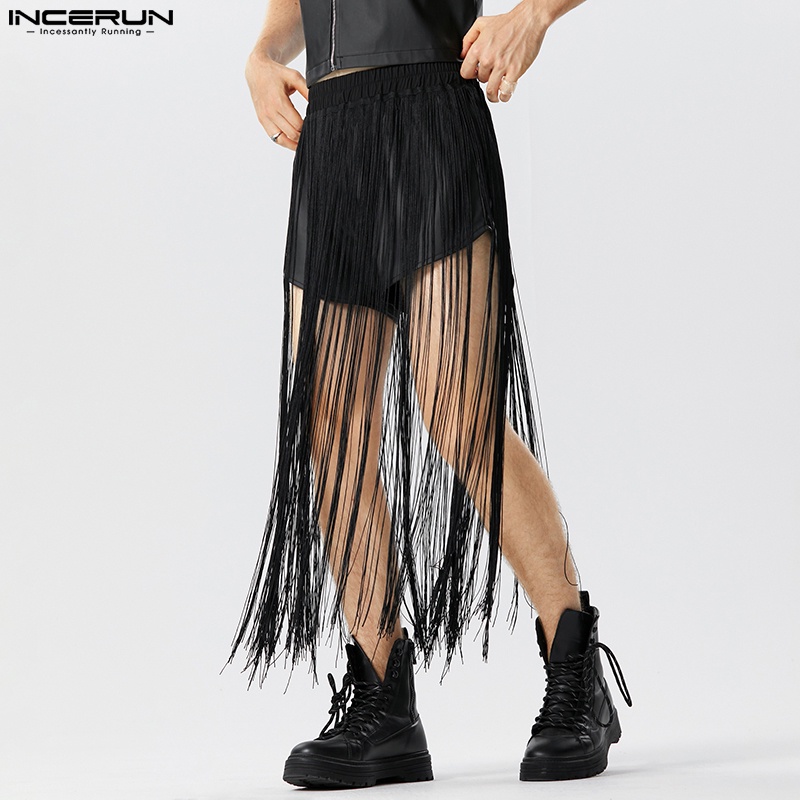 Incerun Chân Váy Maxi Tua Rua Peplum Đường Phố Vintage Cho Nam