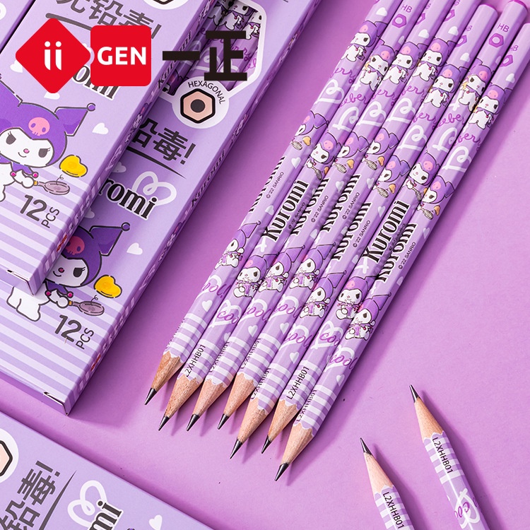 SANRIO Set 12 Bút Chì Vẽ 2B Đầu Lục Giác