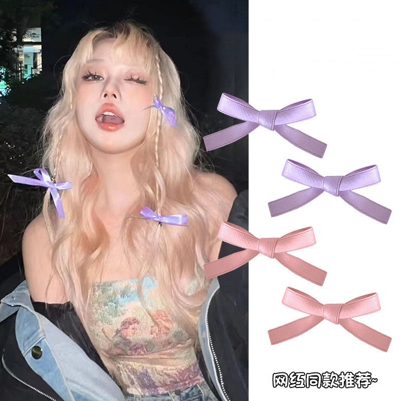 Kẹp Tóc Nơ Ruy Băng Nhiều Màu Dễ Thương Thời Trang Mùa Hè Cho Bạn Gái