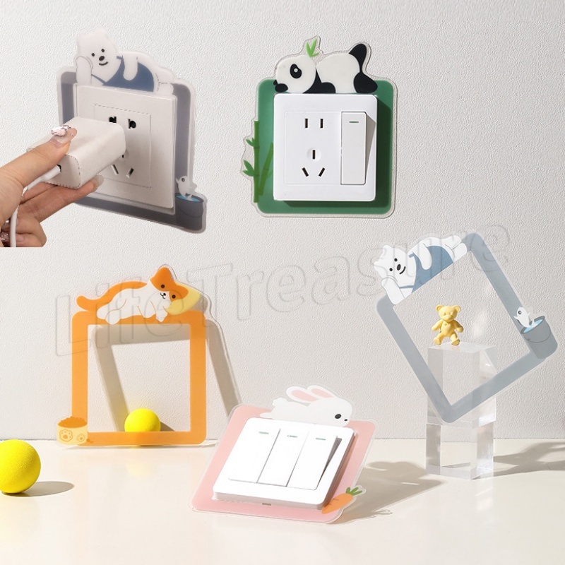 Miếng Dán Ổ Cắm Điện Bằng PVC Chống Thấm Nước / Chống Mài Mòn Họa Tiết Hoạt Hình Dễ Tháo Gỡ Tiện Dụng