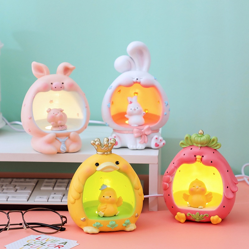 Đèn Ngủ Để Bàn Hình Thú Cưng Hoạt Hình Bằng Nhựa resin Dễ Thương Sáng Tạo Dùng Trang Trí Phòng Ngủ