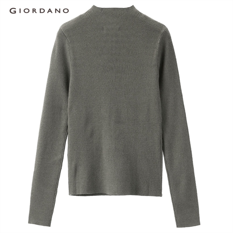 Áo len nữ GIORDANO 13353811 cổ giả màu trơn thời trang