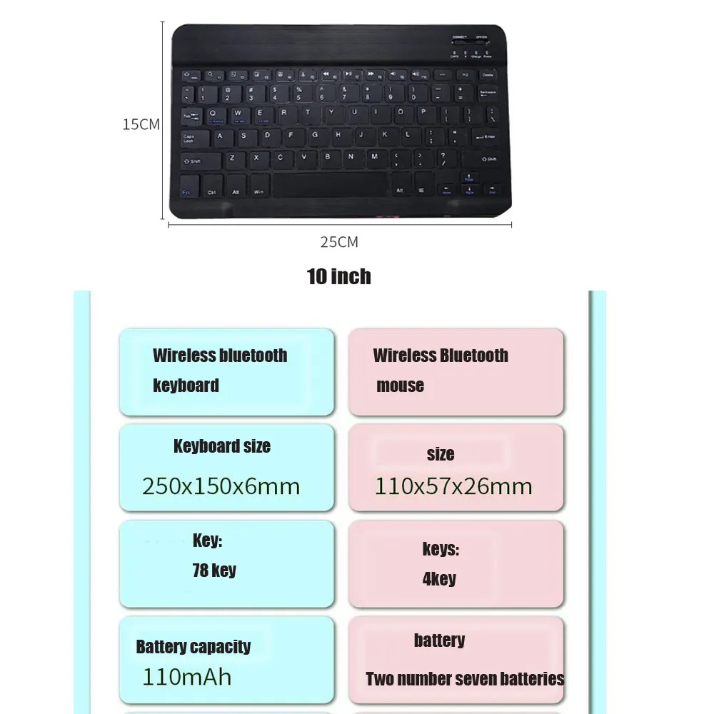 Bàn Phím bluetooth Không Dây 10inch 10.36 "11inch Kèm Chuột & Bàn Phím Sạc Cho oppo air 2022 / 10.36" / 11inch / Ipad 2 11