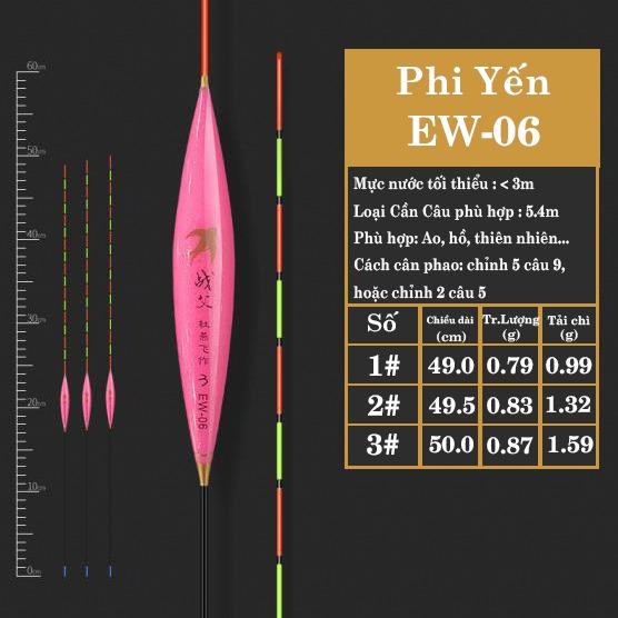 Phao Phi Yến EW06 - Chuyên rô phi, chép, diếc và câu tự nhiên. Thân dài, mảnh, độ nhạy cao