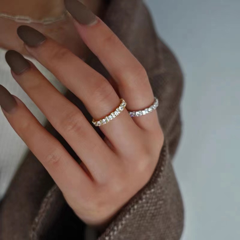 ⭐ Nhẫn Đính Kim Cương Giả Toàn Bộ Hàng Đơn Màu Bạc Cá Tính Cho Nữ