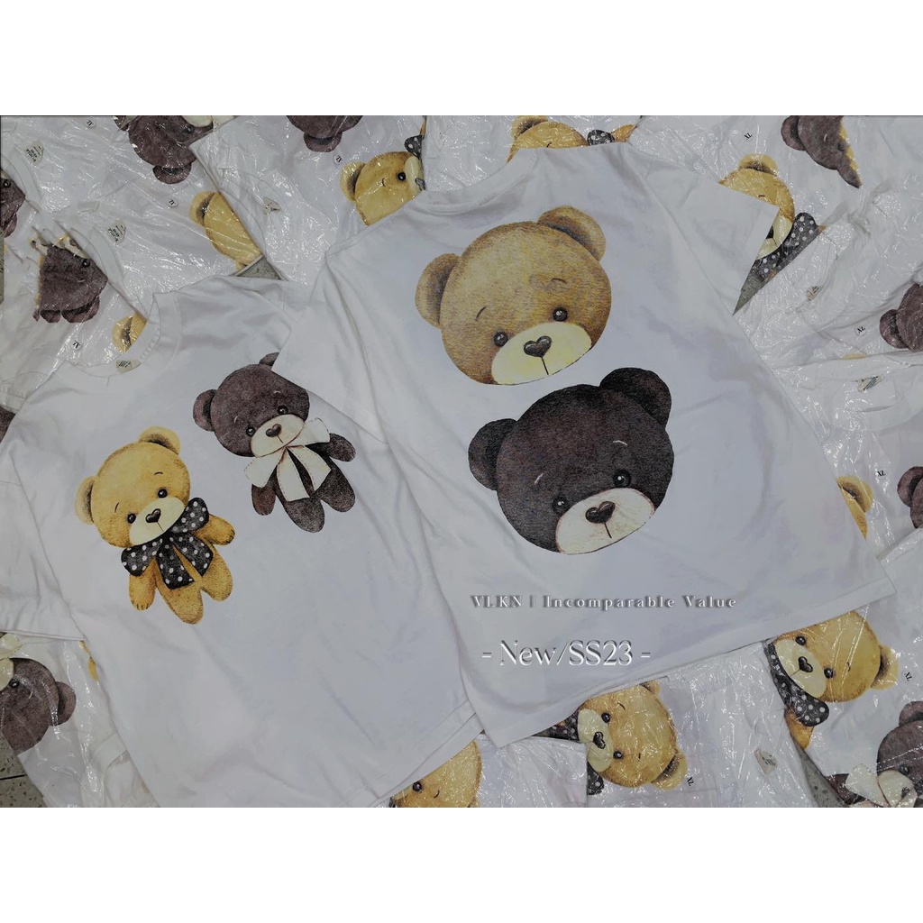 Áo u.k 2 đầu gấu đeo nơ 2 mặt