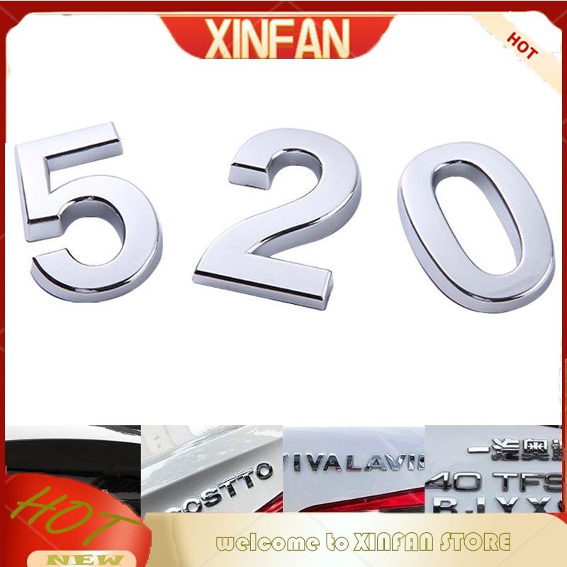 Miếng Dán Hình Chữ Cái Và Số 3D Bằng Kim Loại Màu Bạc Trang Trí Xe Hơi