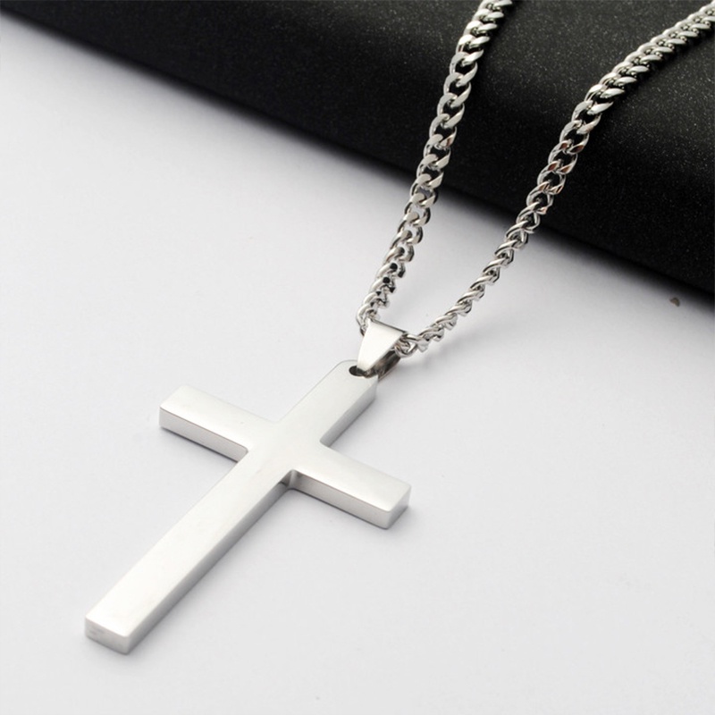 Vòng cổ Bằng Thép Không Gỉ Mặt Hình Thánh Giá Phong Cách Hip Hop Cho Nam