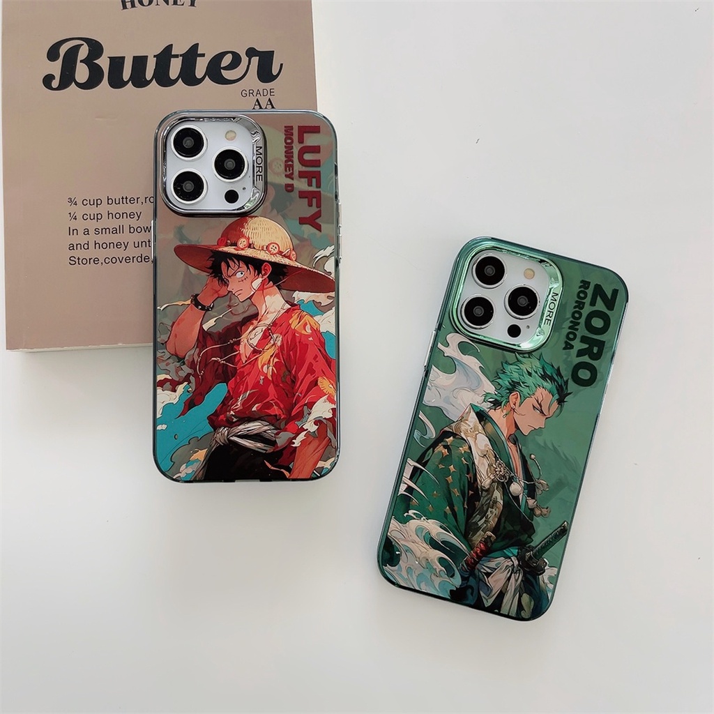 Hoạt Hình Ốp Điện Thoại Silicon IMD Khung Kim Loại Họa Tiết One Piece Cho IPhone 14 14Pro 14Max 13ProMax 12 12ProMax 11