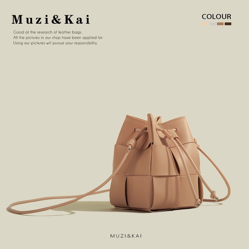 Muzikai túi dệt Niche độc đáo chính hãng dành cho nữ 2023 phong cách mới phong cách hàn quốc High-End Texture All-Match Bucket Bag