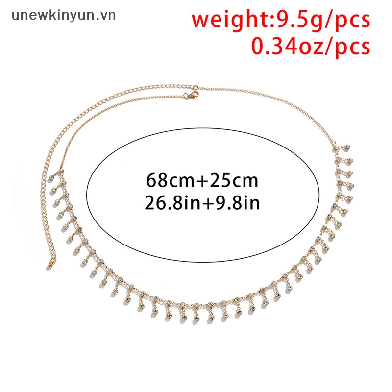 Dây Xích Đeo Hông Đính Đá Zircon Phối Tua Rua Thời Trang Cho Nữ