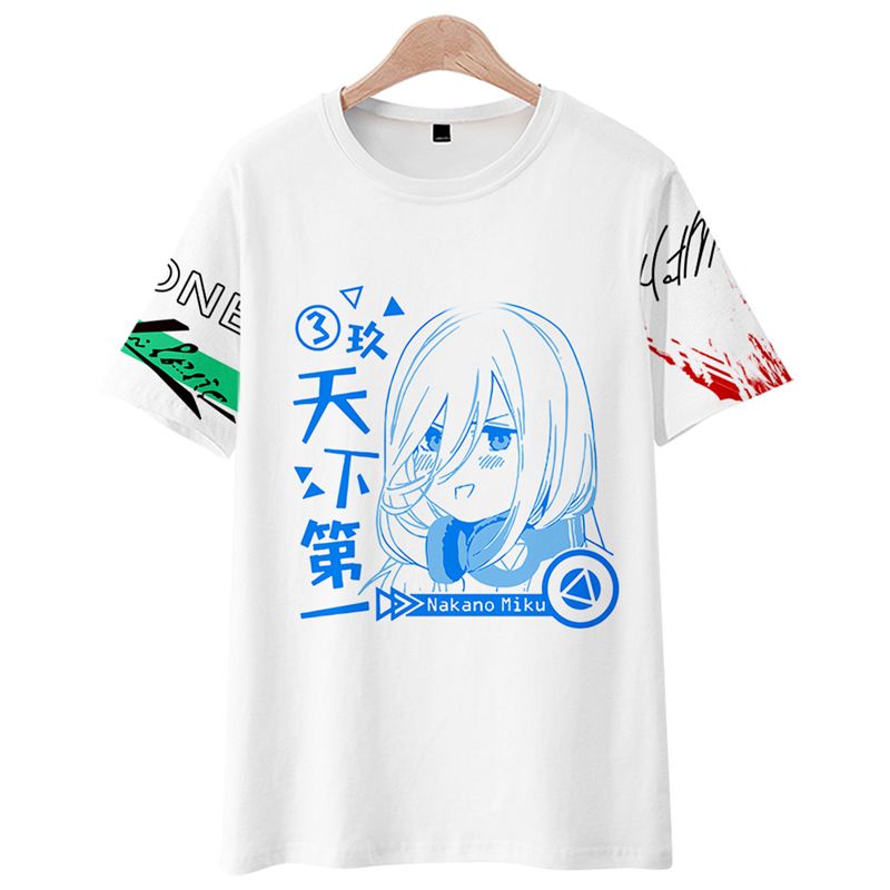 Áo Thun Tay Ngắn In Họa Tiết Anime The Quintessential Quintuplets Miku Nakano 3D Dành Cho Nam Và Nữ