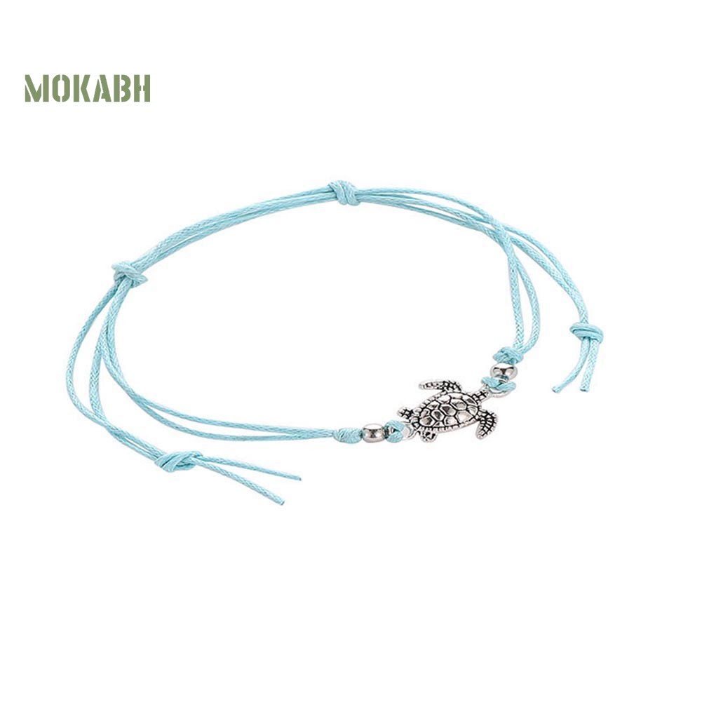 Lắc Chân Dệt Thủ Công Đính Hạt Charm Hình Rùa Phong Cách Vintage Cho Nữ