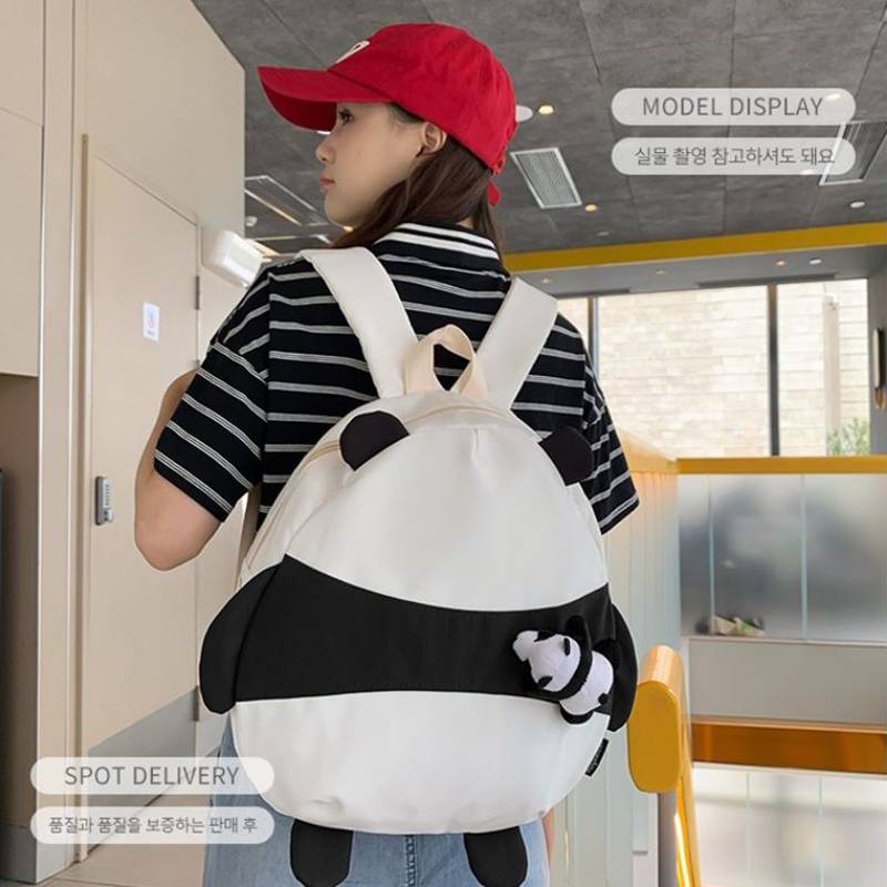 Ere1 Balo Đi Học Nhẹ In Họa Tiết Gấu Trúc Hoạt Hình Dễ Thương Thời Trang Cho Nữ