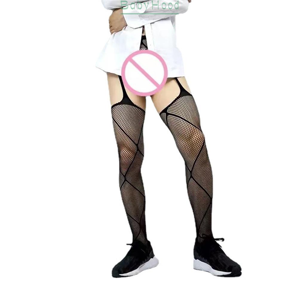 Men Sissy Body Stockings Pantyhose Sheer Mesh Hollow Out Fishnet Tights Pants#BBHOOD