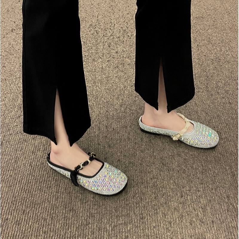 Prowow❤Baotou semi-slippers women's outerwear summer fashion simple lazy slip-on flat non-slip sandals