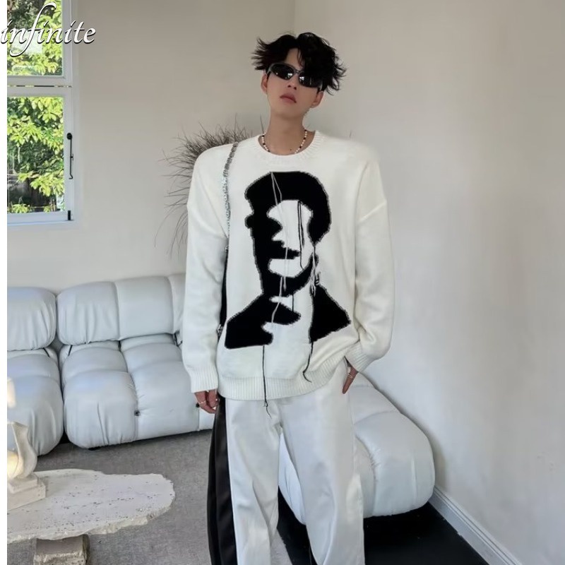 Áo sweater Cổ Lọ Dáng Rộng Phối Tua Rua Thời Trang retro Mỹ Cho Nam