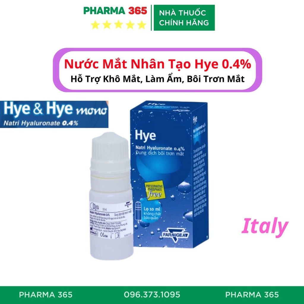 Nước Mắt Nhân Tạo Hye Giảm Khô Mắt, Làm Ẩm Mắt, Bôi Trơn Mắt, Bảo Vệ Mắt Kéo Dài - Pharma 365