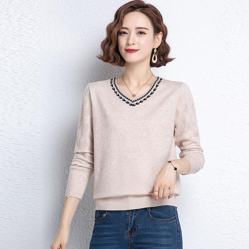 Áo Sweater Dệt Kim Tay Dài Cổ Chữ v Thời Trang Dành Cho Nữ