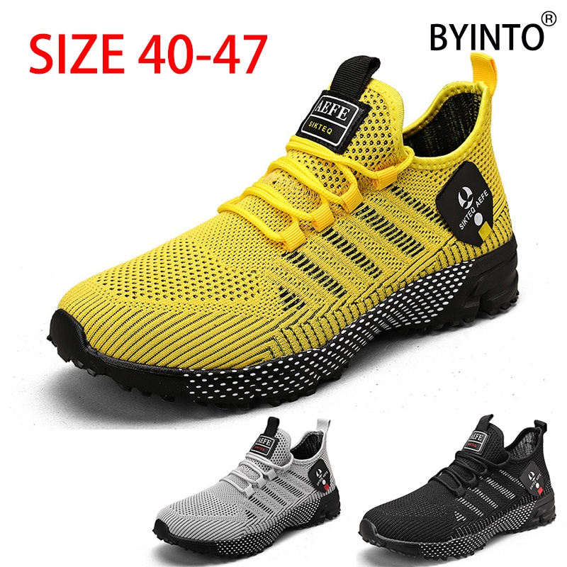 Big size 40-47 super light anti-slip men running sport shoes breathable mesh knit upper male sock ca