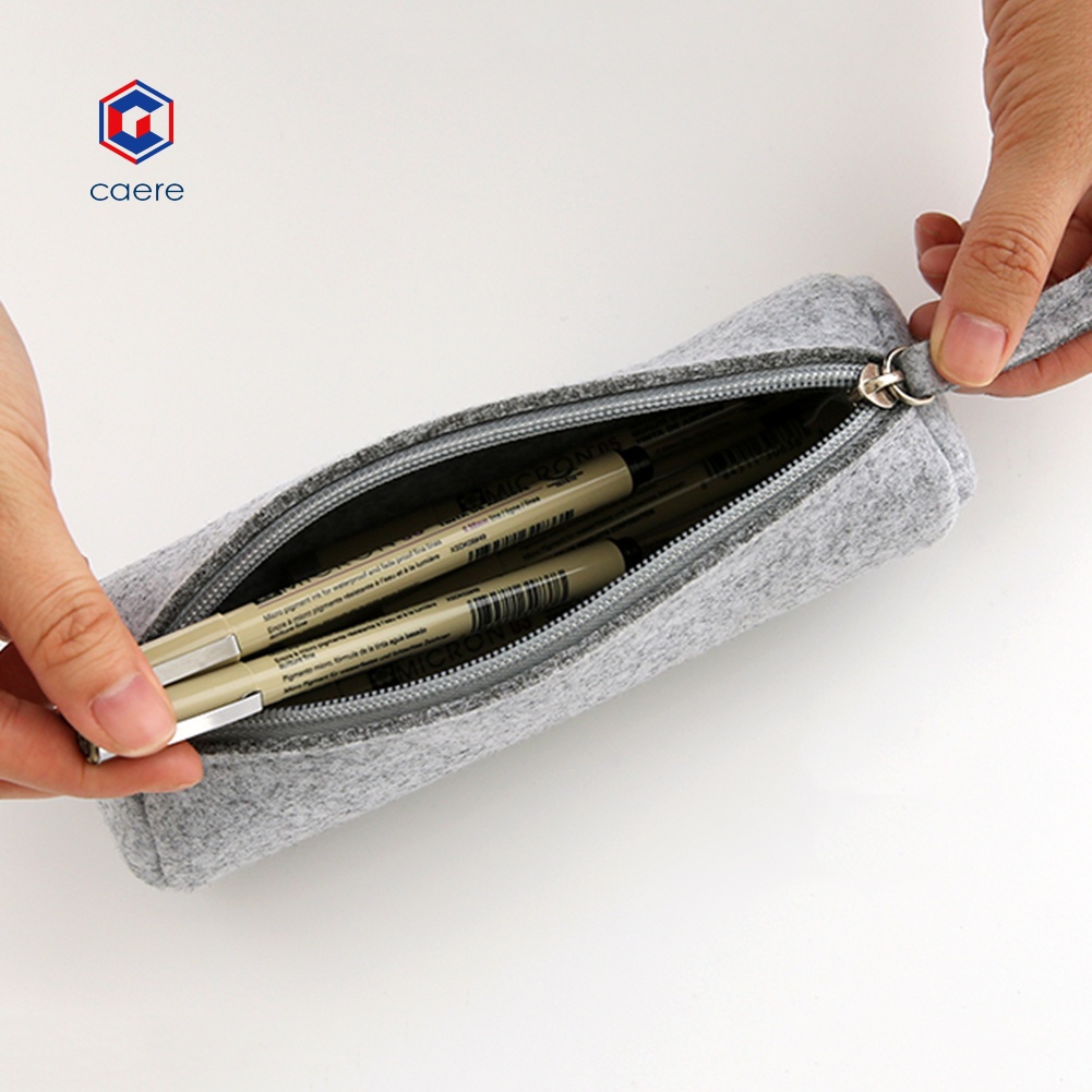 Caeae hộp đựng bút chì cầm tay nỉ hộp bút học sinh thước tẩy văn phòng phẩm túi dây kéo