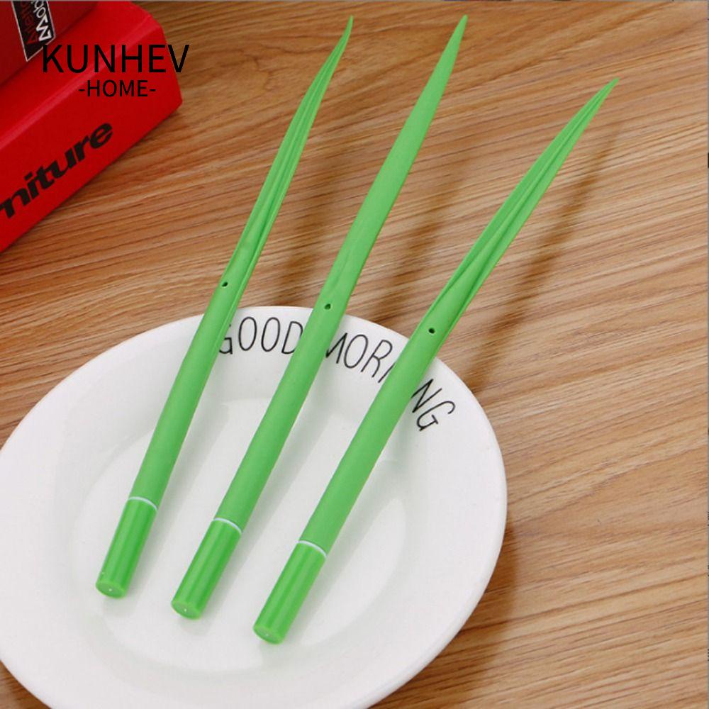 KUNHEV 25 chiếc như bút trung tính cỏ, có nắp bút bi dòng chảy dễ dàng, bút bi 25 chiếc màu xanh lá cây lá đen trang chủ