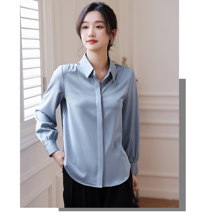 Áo Sơ Mi Satin Cao Cấp Tay Dài Dáng Rộng Thời Trang Xuân Thu Dành Cho Nữ