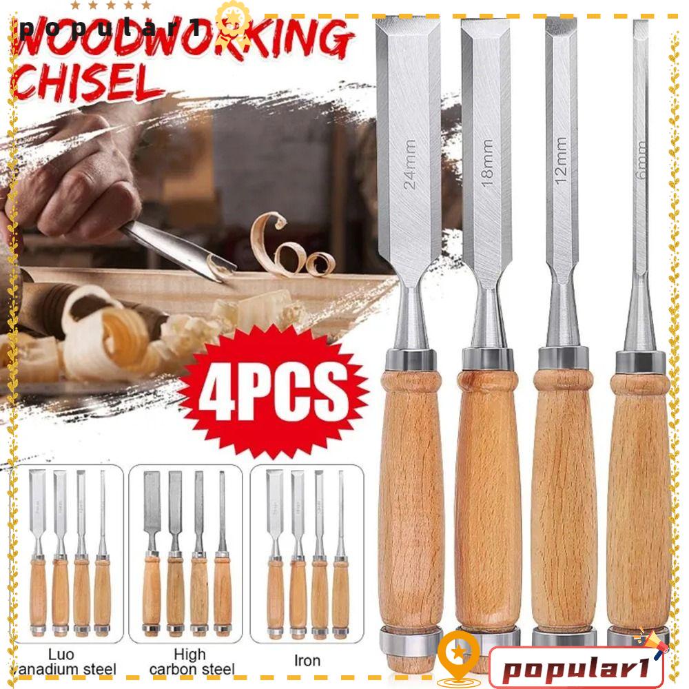 Popular 4 cái / bộ dụng cụ chế biến gỗ, bộ dụng cụ thủ công đục bằng tay khắc gỗ, dụng cụ cầm tay chất lượng cao tự làm dụng cụ cầm tay bằng gỗ máy đục thợ mộc