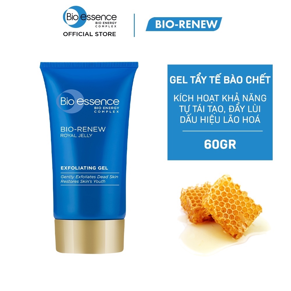 Gel tẩy tế bào chết dưỡng da tươi trẻ Bio-Essence Bio-Renew tinh chất sữa ong chúa 60g