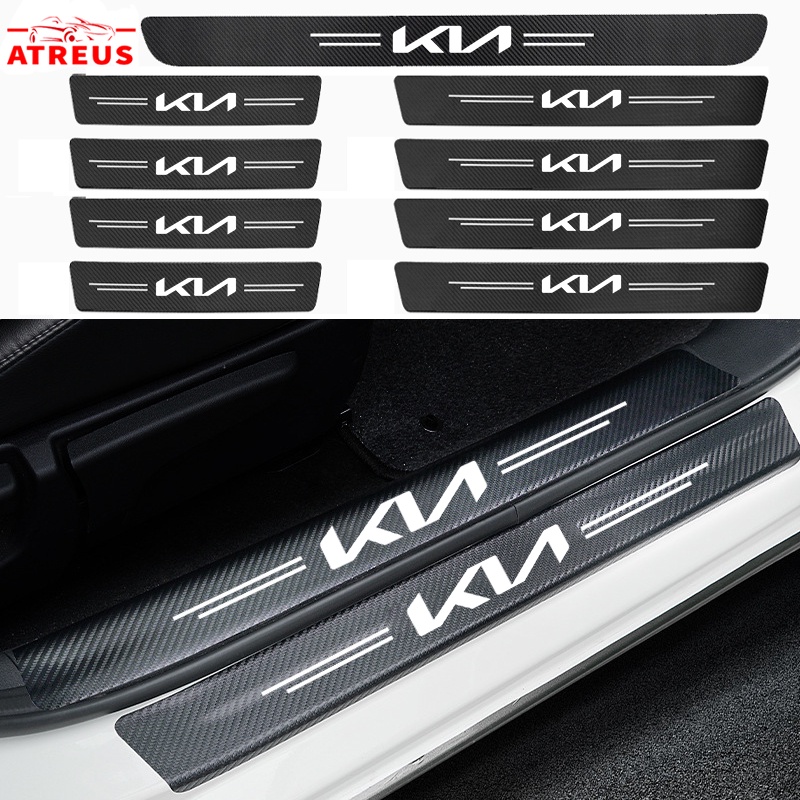 Miếng dán cửa ô tô kia mới miếng dán bảo vệ da bằng sợi carbon ngưỡng tự động chống trầy xước cho kia sonet sportage sorento rio picanto seltos carens grand carnival sedona