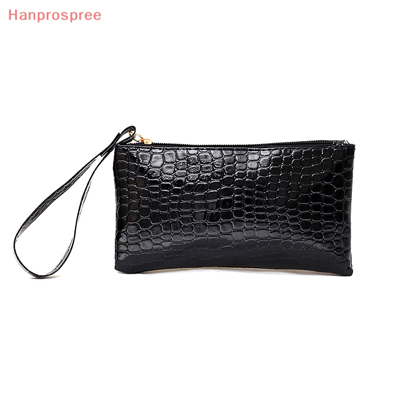 Hanprospree> 1pc phụ nữ pu clutch dài ví thường vải hạt tiền xu ví nữ túi đeo tay túi có dây kéo điện thoại bỏ túi chủ thẻ tốt