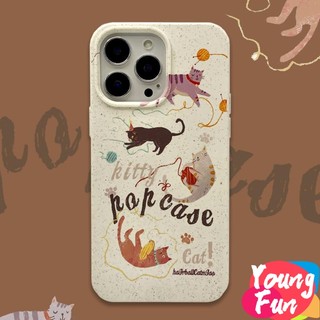 Fun cartoon cat tpu case cho iphone 14 xr 13 11 12 pro max 8 7 6 6s plus x xs max se 2020 13 12 11 có thể phân hủy sinh học nhiều khu vực trùng lặp vỏ mềm mịn vỏ mềm tpu